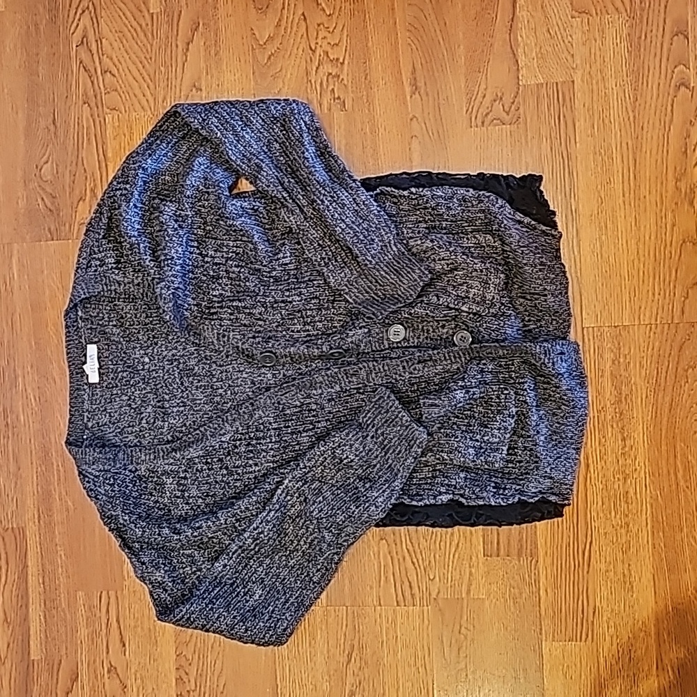 Delias lace insert button up sweater